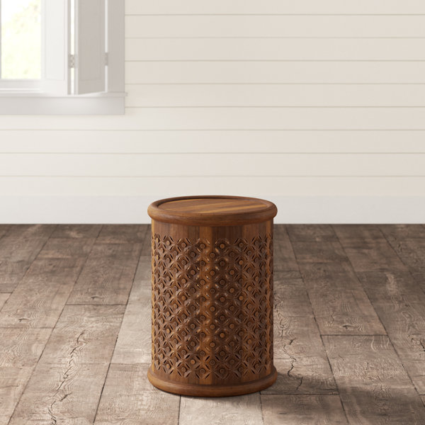 Birch Lane™ Marple 23'' Tall Solid Wood Tray Top Drum End Table